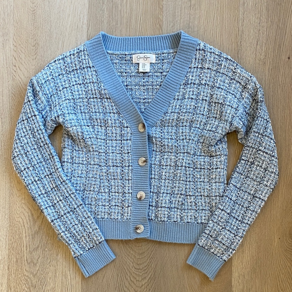 Jessica Simpson Blue and Gray Cardigan Sweater